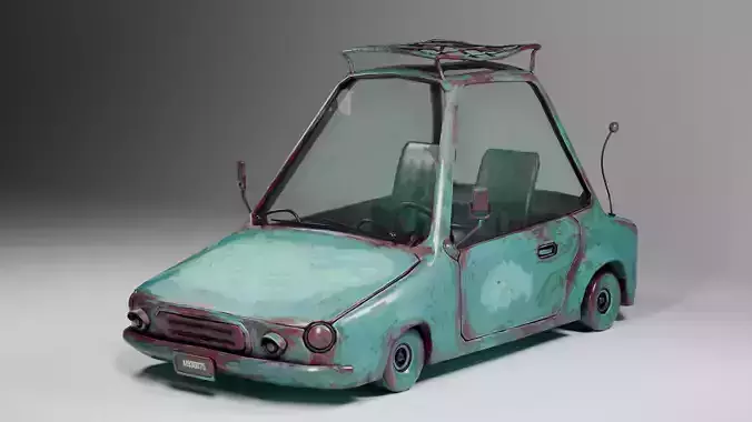 Lowpoly Stylized cartoon car -PBR Textures Low-poly 3D model 2
