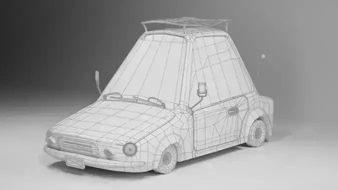 Lowpoly Stylized cartoon car -PBR Textures Low-poly 3D model 3