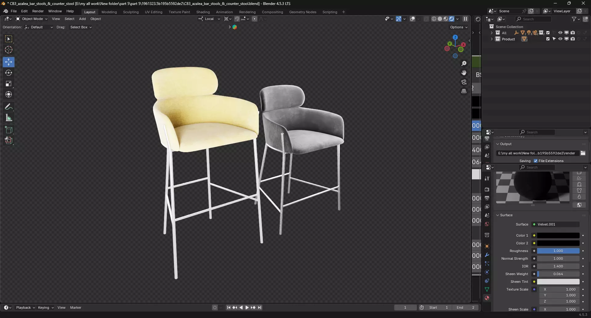 Counter barstool 3D model_7