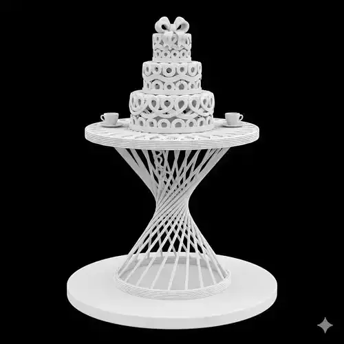 Cake and Coffee Table 3D Scene