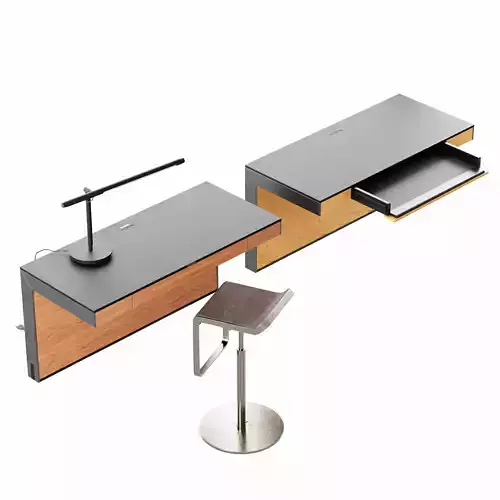 Sequel wall desk and desk chair