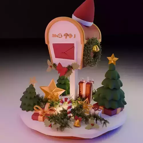 Stylized Christmas Mailbox Scene