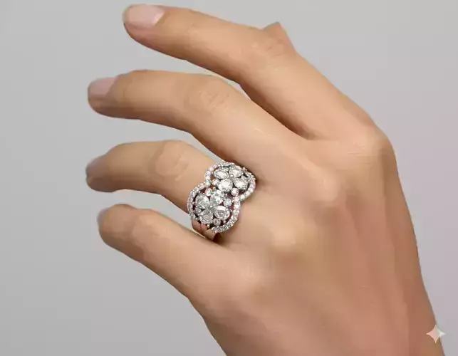 Diamond Blossom Crown Ring