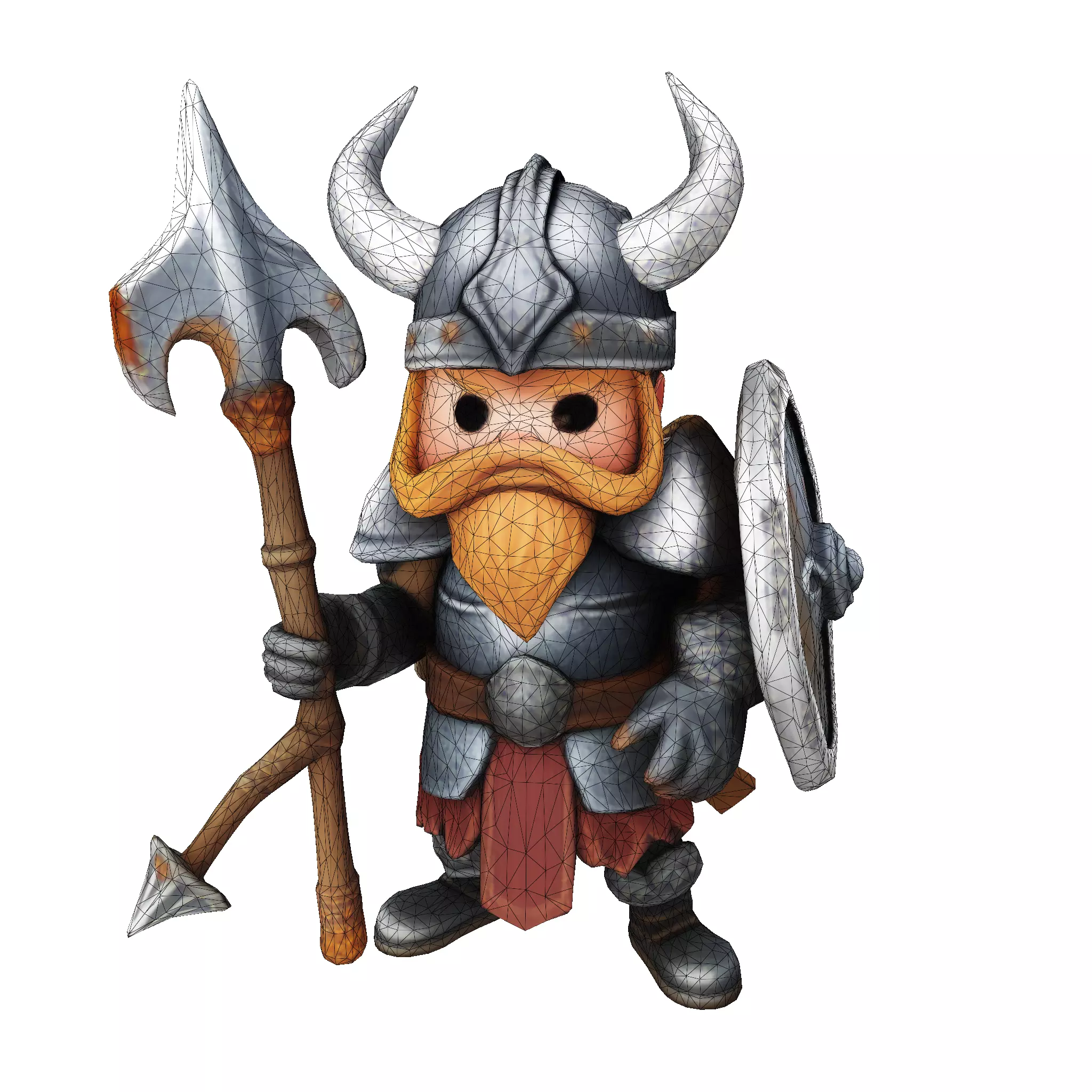 Low Poly Viking Spearman 3D Model 3D print model_11