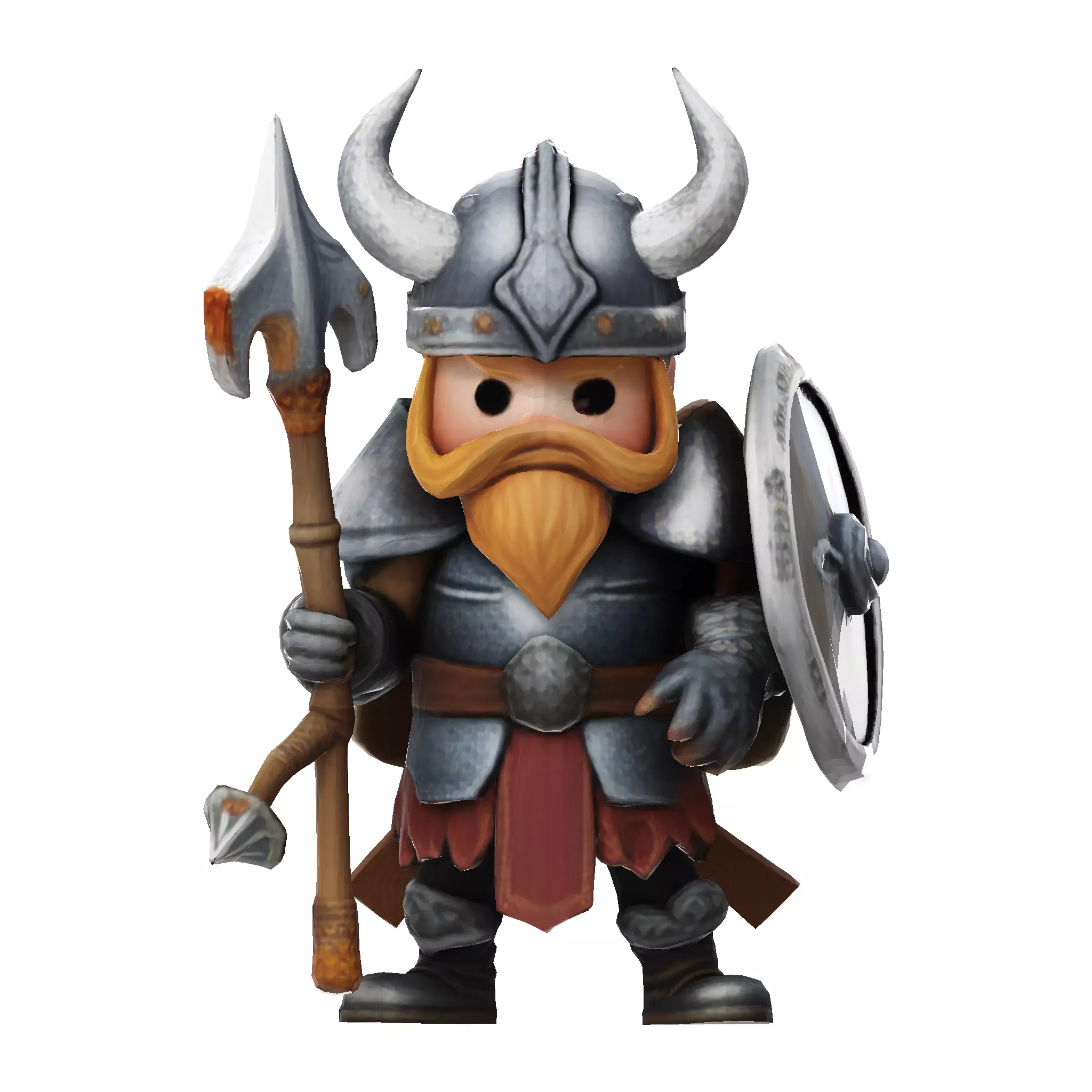 Low Poly Viking Spearman 3D Model 3D print model_15