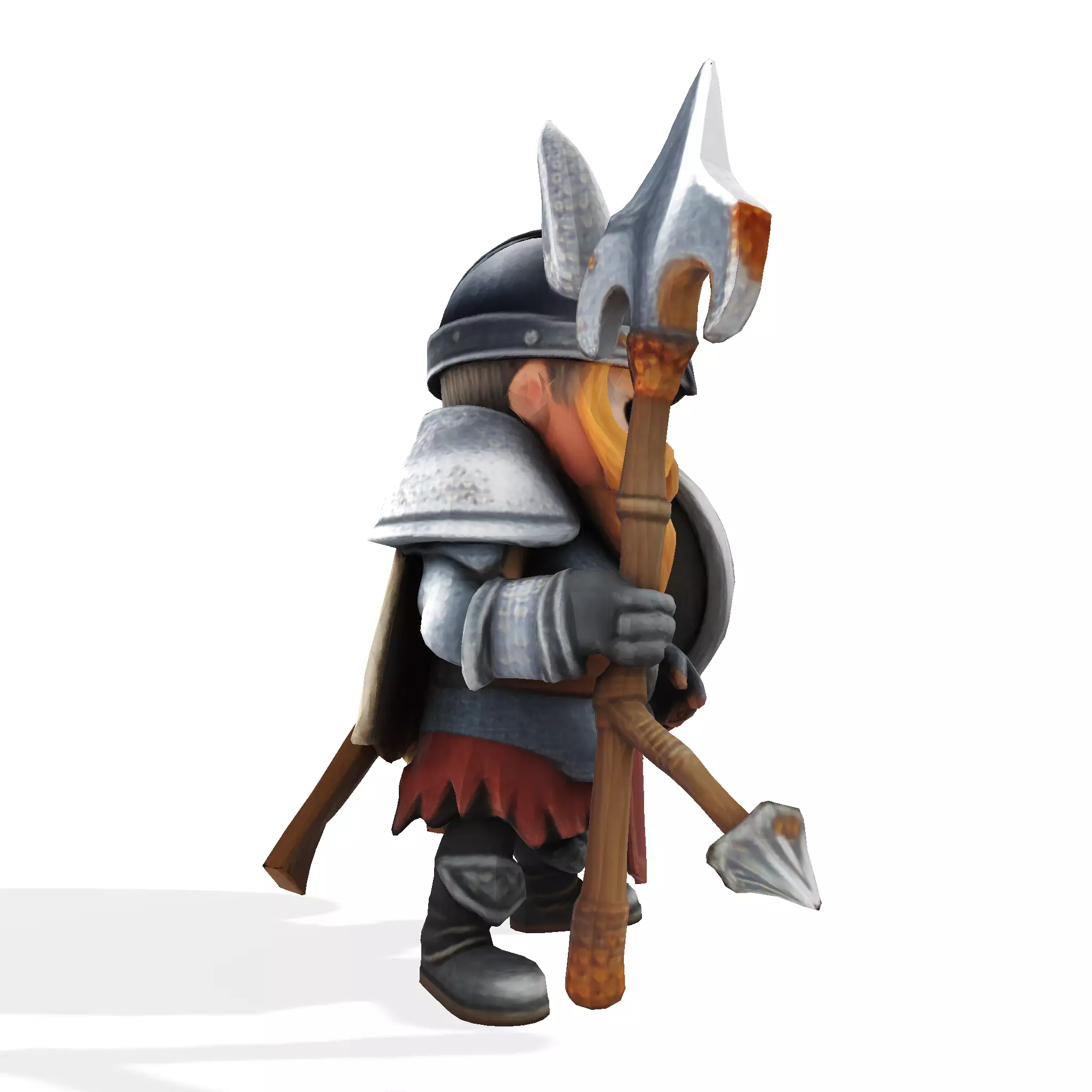 Low Poly Viking Spearman 3D Model 3D print model_7