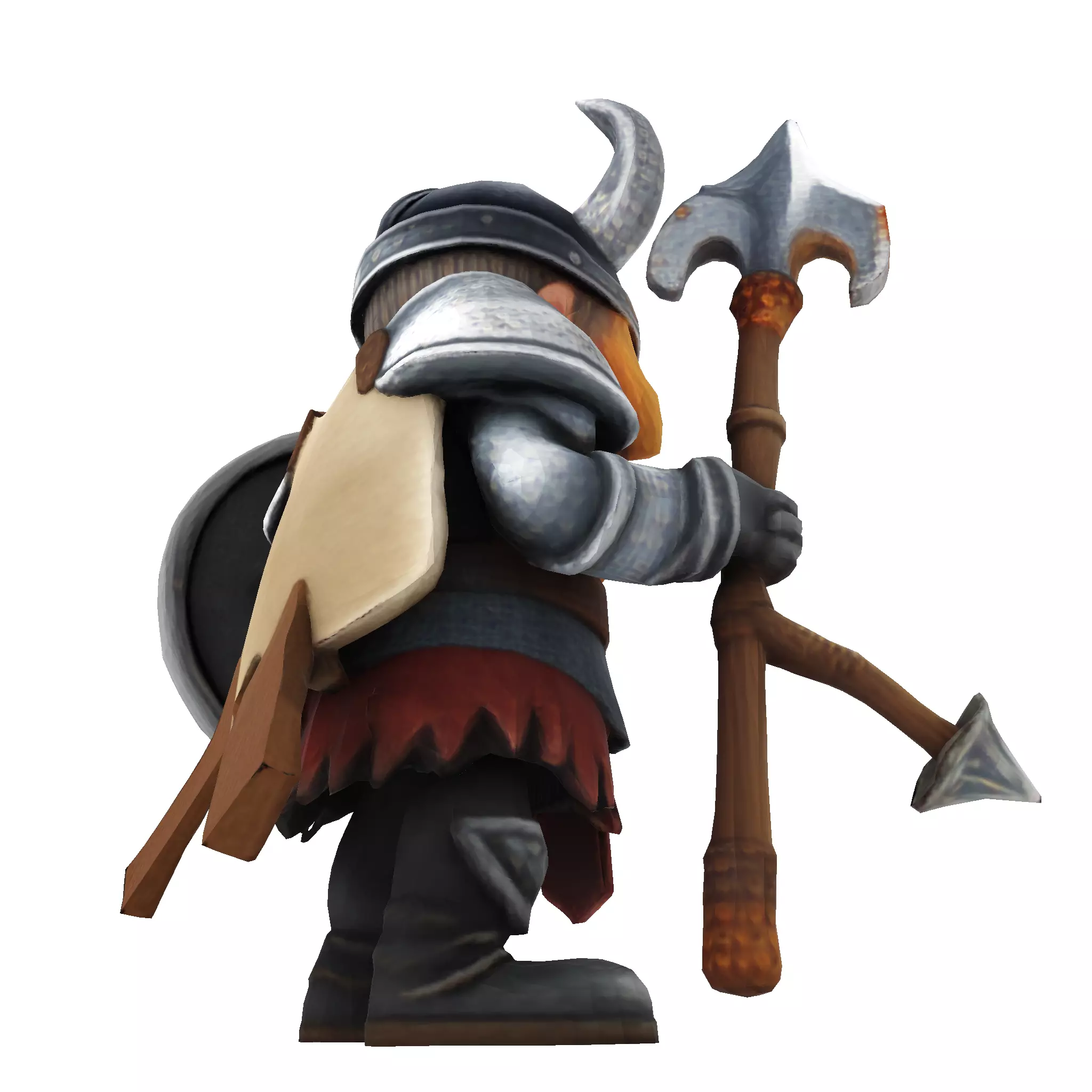 Low Poly Viking Spearman 3D Model 3D print model_8
