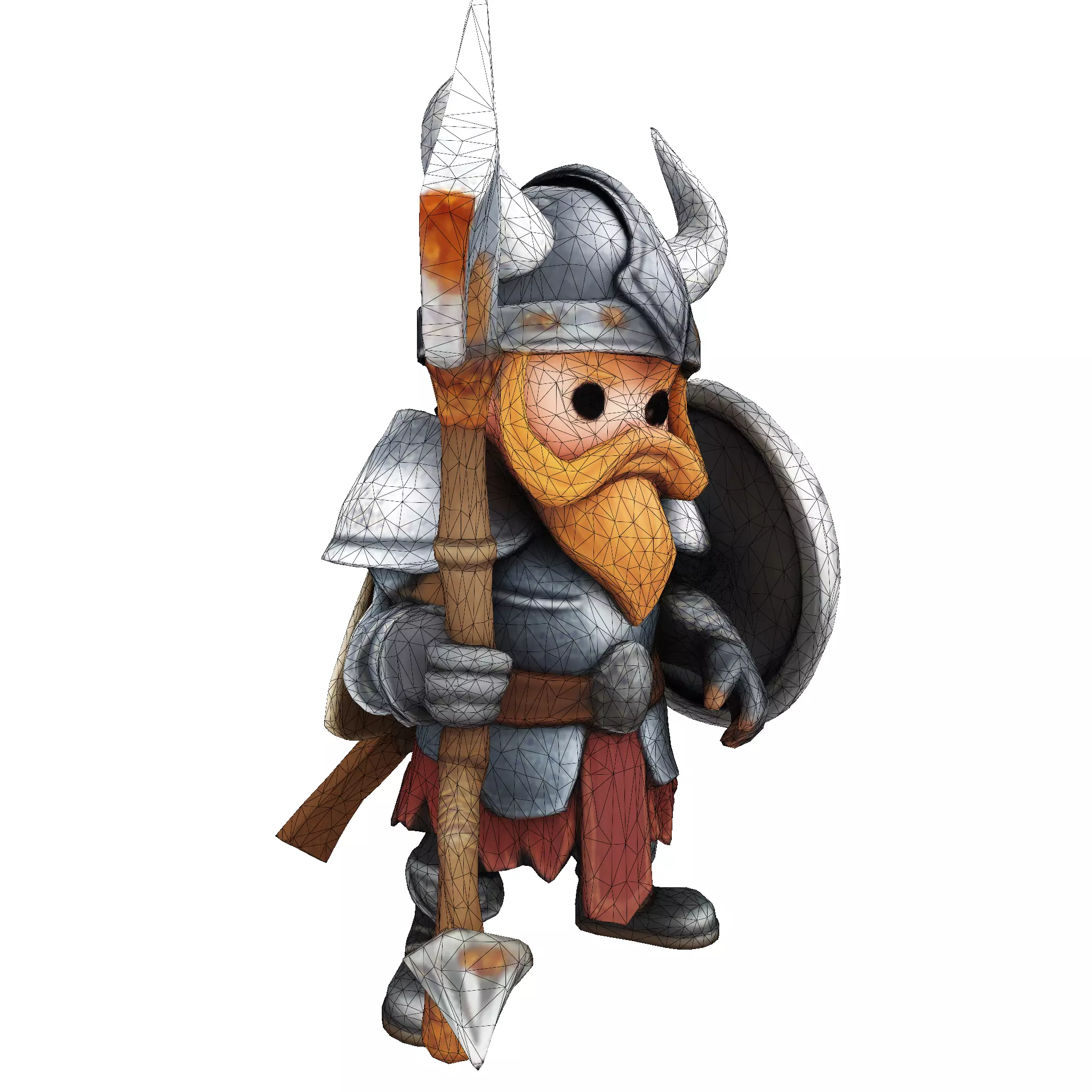 Low Poly Viking Spearman 3D Model 3D print model_12