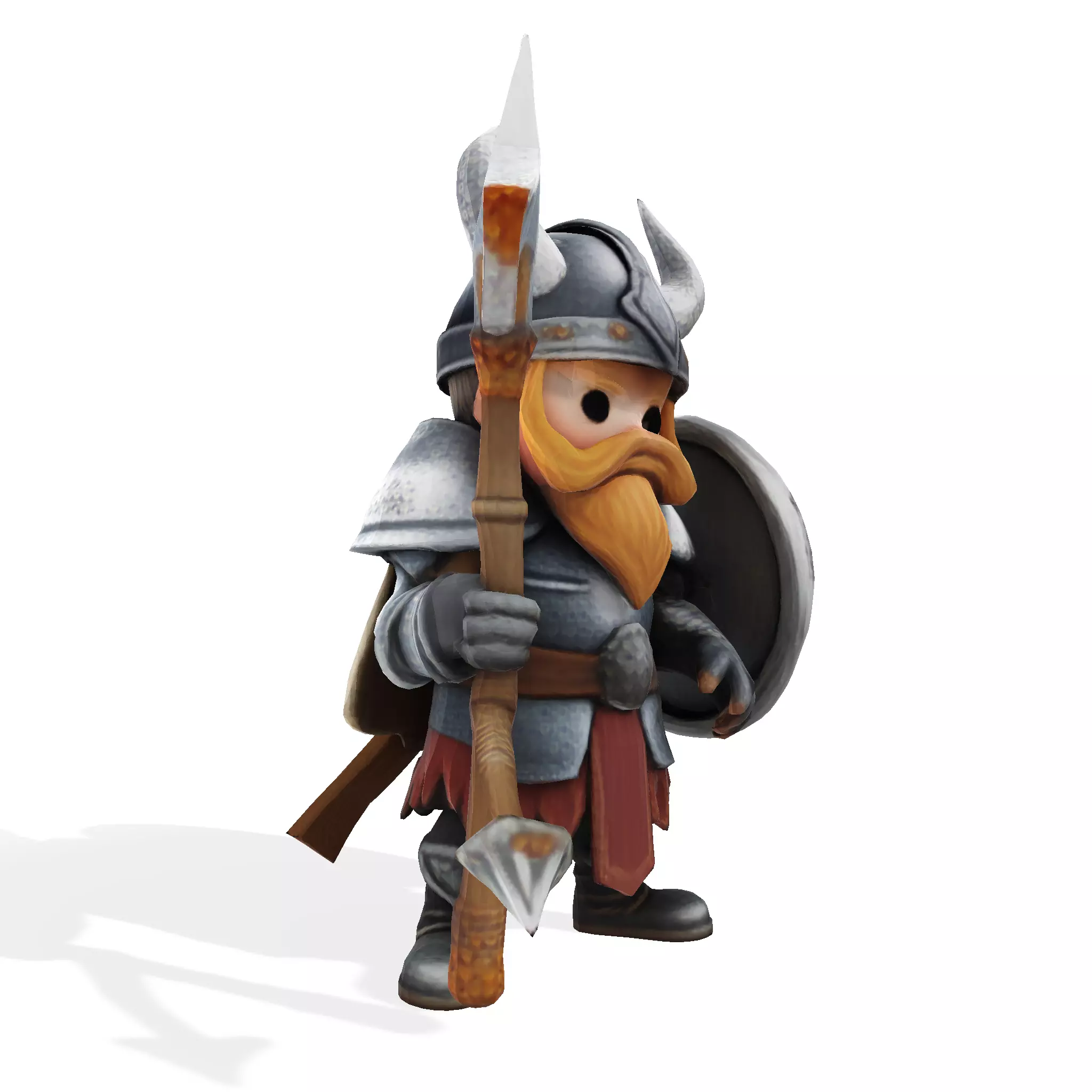 Low Poly Viking Spearman 3D Model 3D print model_6