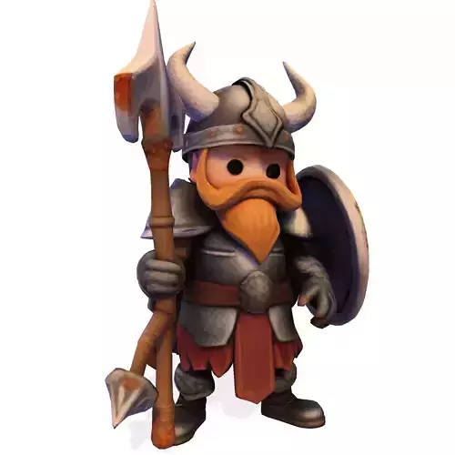 Low Poly Viking Spearman 3D Model 3D print model