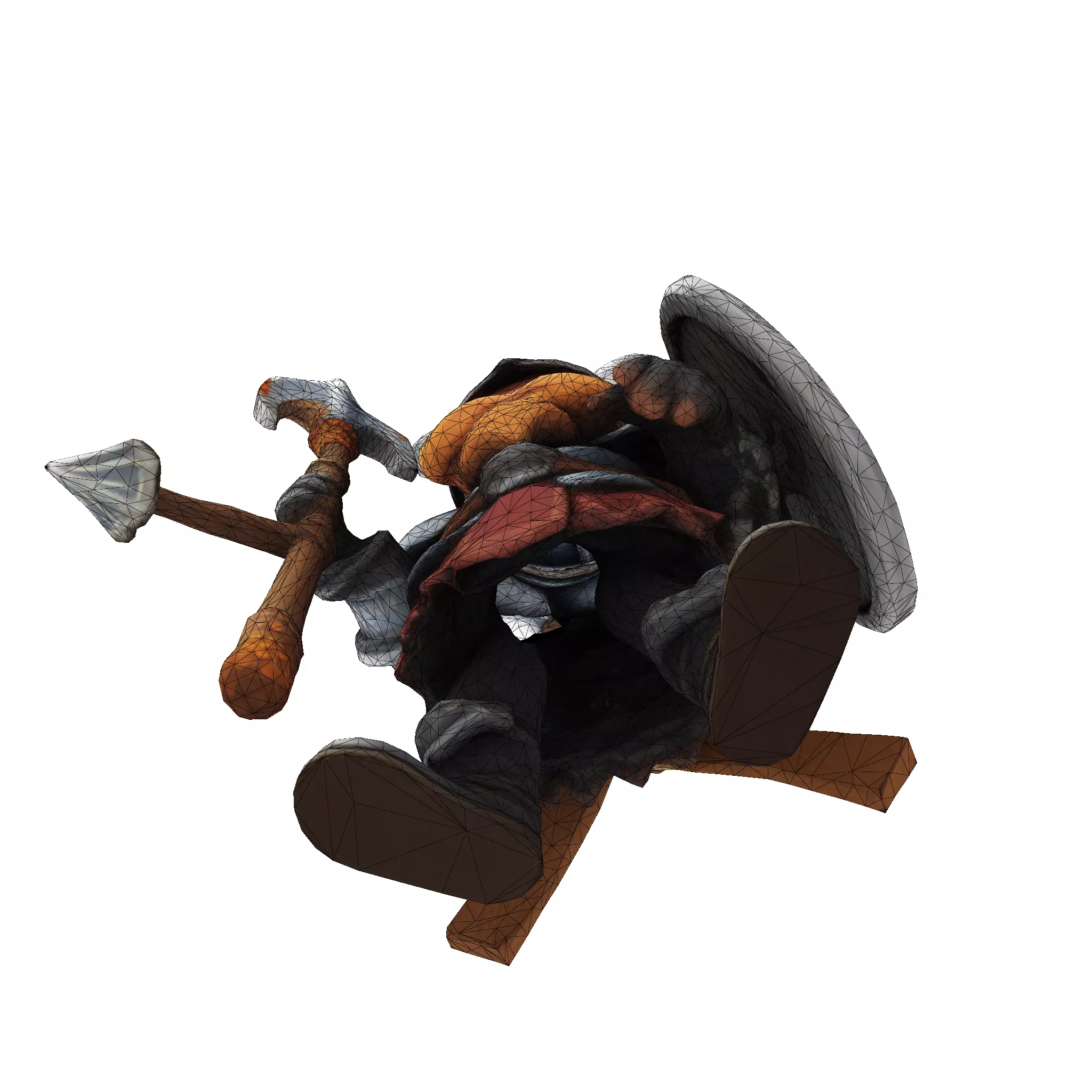 Low Poly Viking Spearman 3D Model 3D print model_10