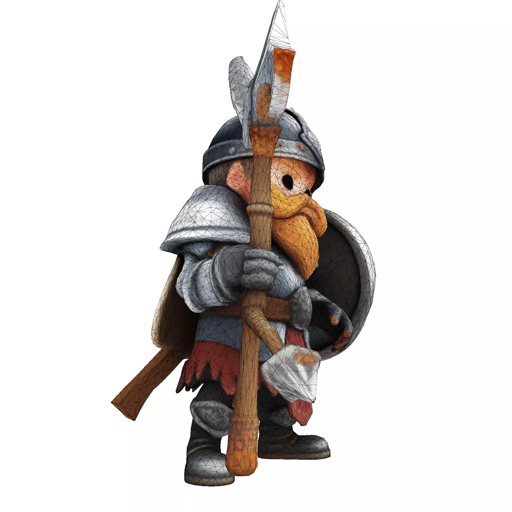 Low Poly Viking Spearman 3D Model 3D print model_21