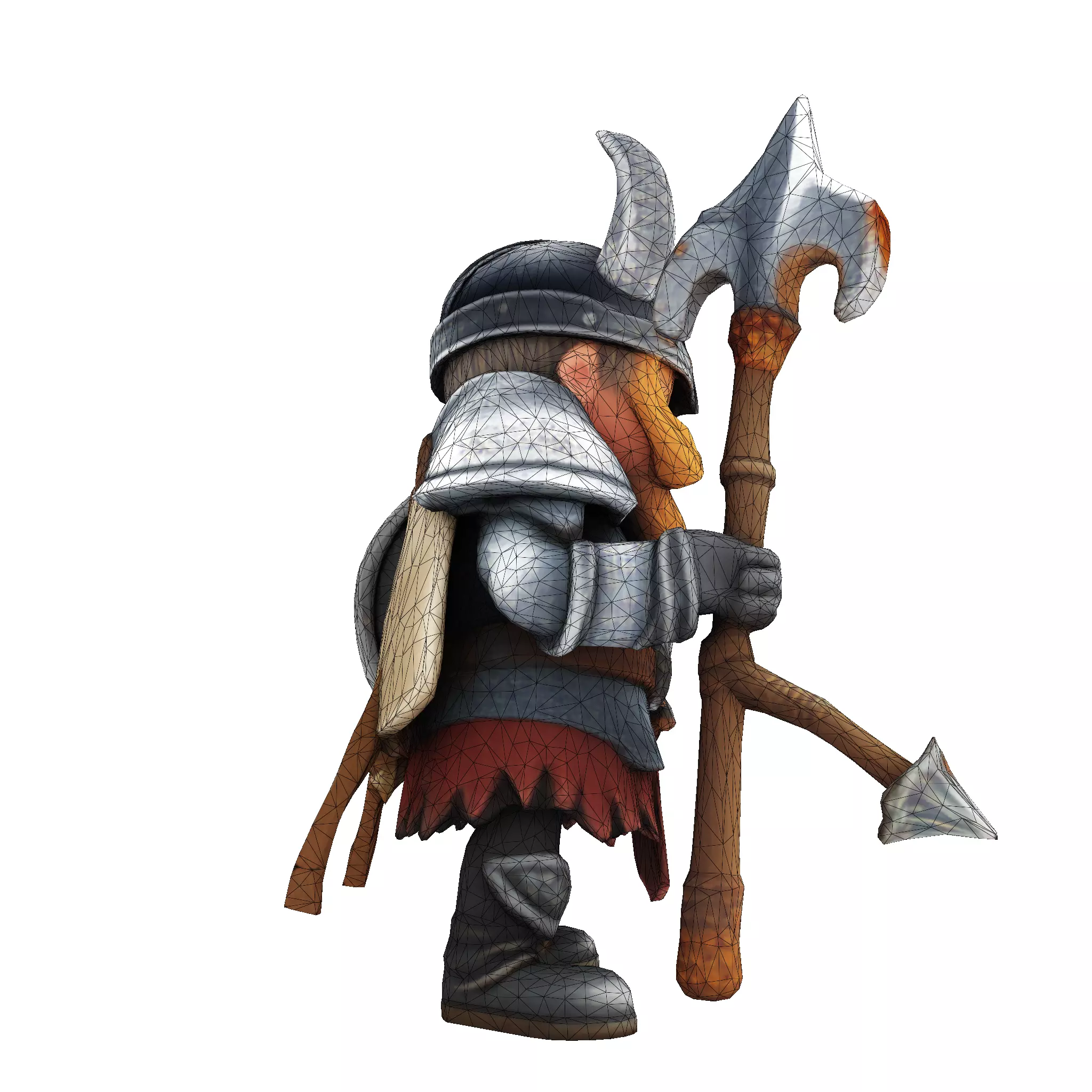 Low Poly Viking Spearman 3D Model 3D print model_13