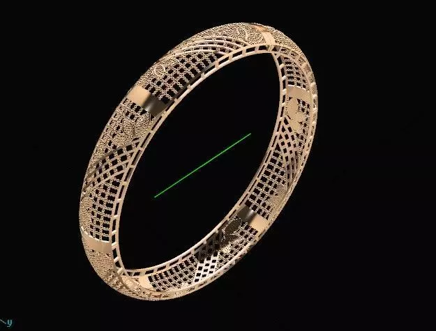 1143 Golden Bloomline Bangle 12gm 3D print model_4