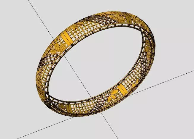 1143 Golden Bloomline Bangle 12gm 3D print model_3