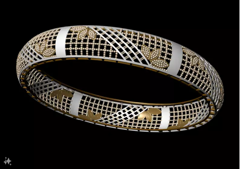 1143 Golden Bloomline Bangle 12gm 3D print model_2