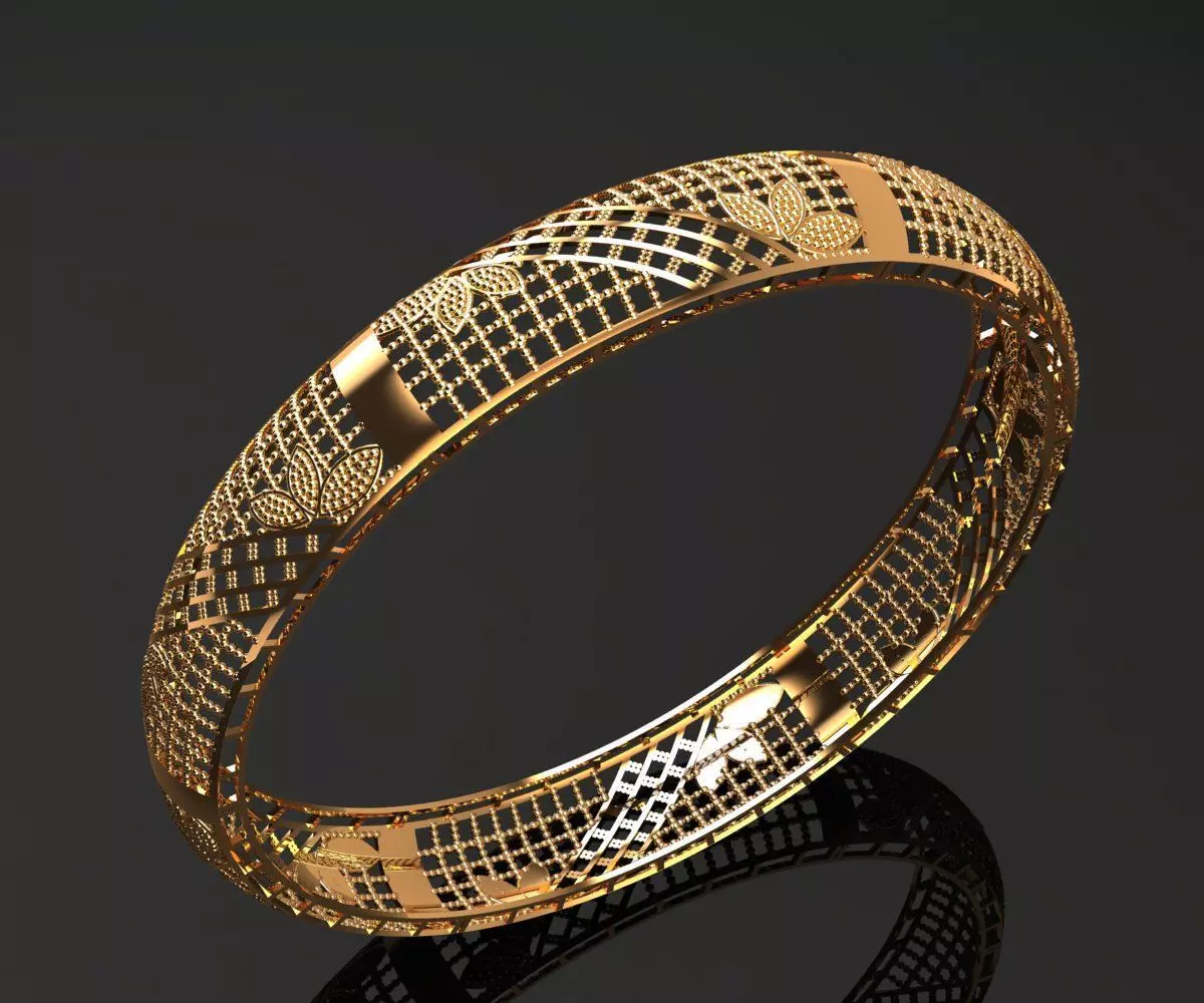 1143 Golden Bloomline Bangle 12gm 3D print model_0
