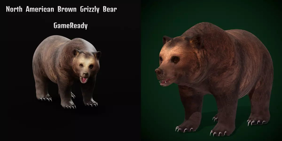 Grizzly Brown Bear Free low-poly 3D model_0