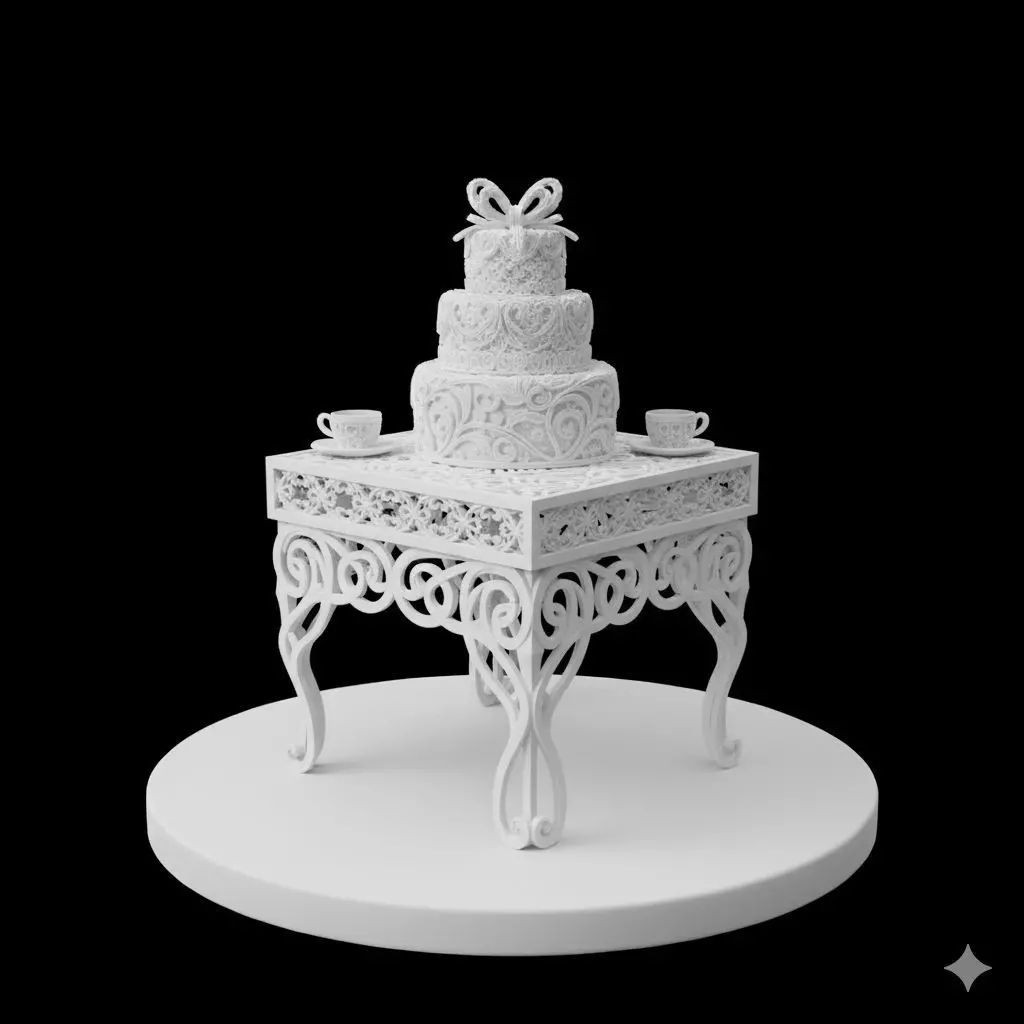 Coffee Cups with Cake Table Setup 3D print model