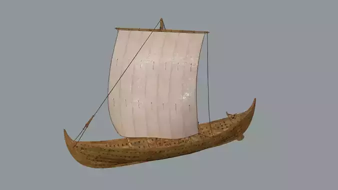 Wood Boat Low-poly 3D Model