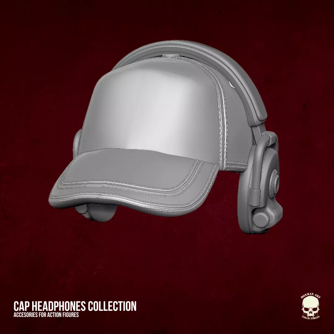 Cap with headphones STL Files for Action Figures 3D print model_19