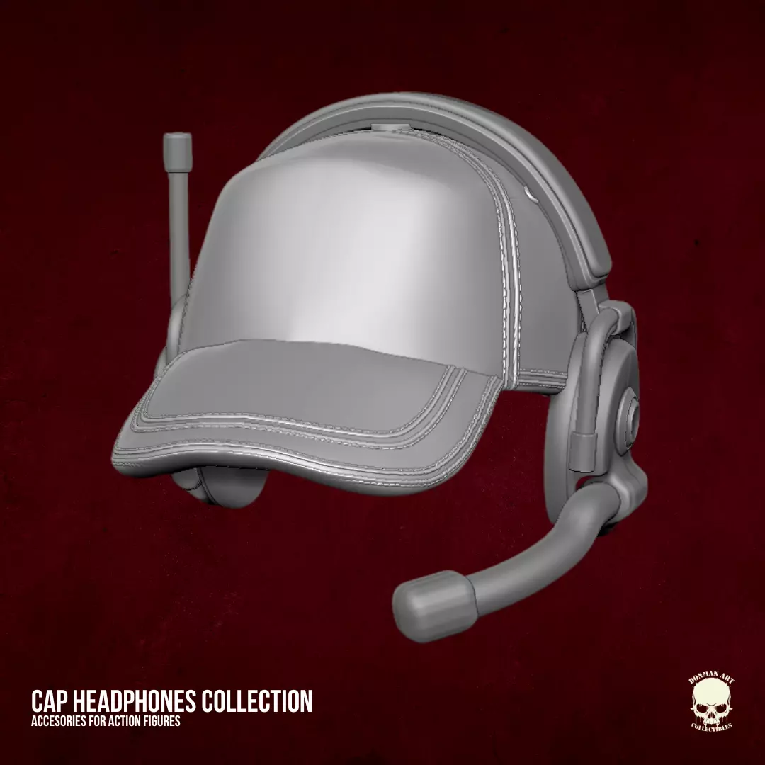 Cap with headphones STL Files for Action Figures 3D print model_9