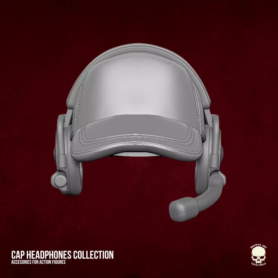 Cap with headphones STL Files for Action Figures 3D print model_6