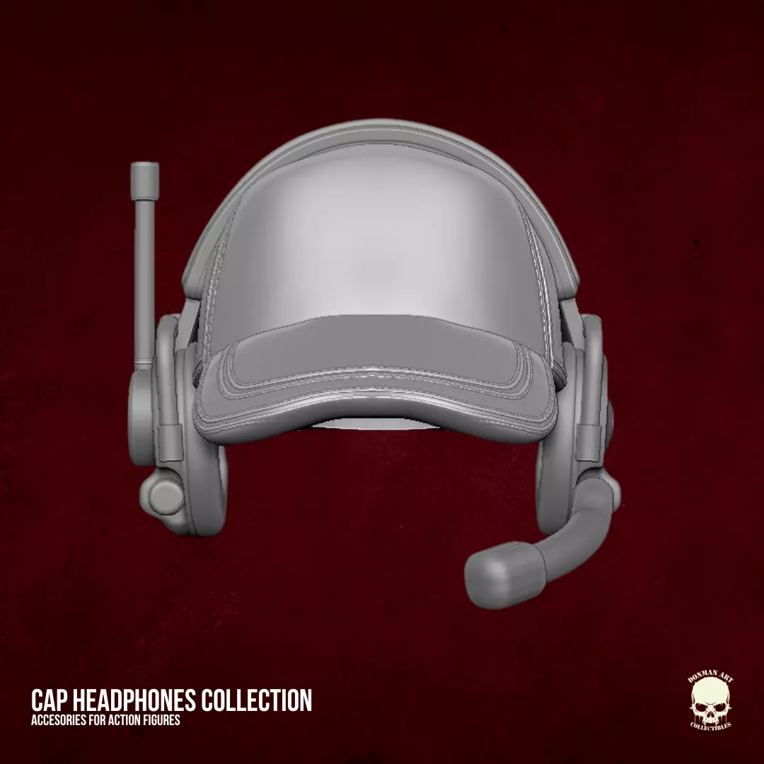 Cap with headphones STL Files for Action Figures 3D print model_8