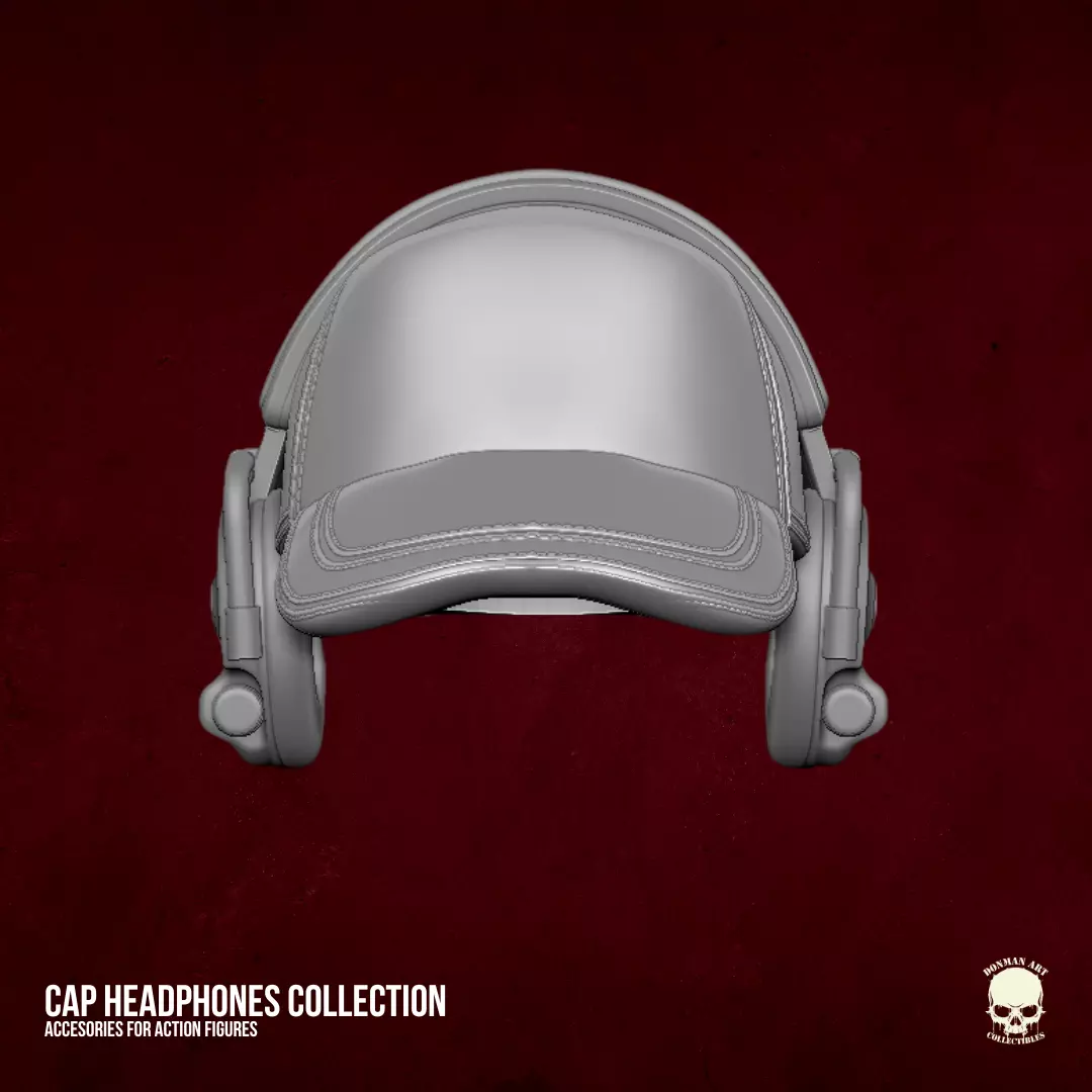 Cap with headphones STL Files for Action Figures 3D print model_7