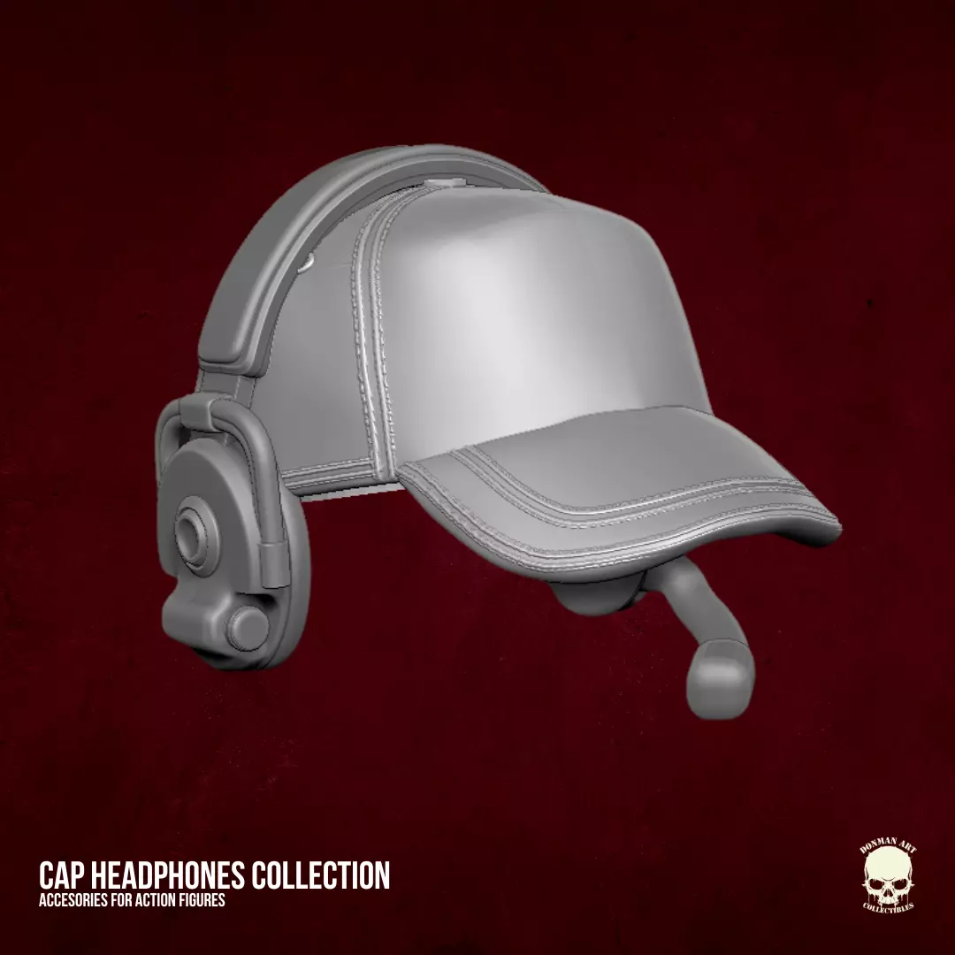 Cap with headphones STL Files for Action Figures 3D print model_5