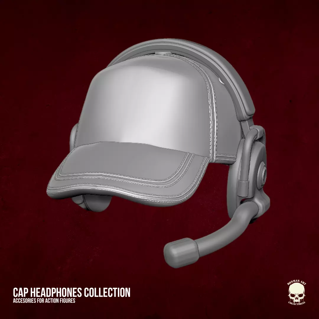 Cap with headphones STL Files for Action Figures 3D print model_12