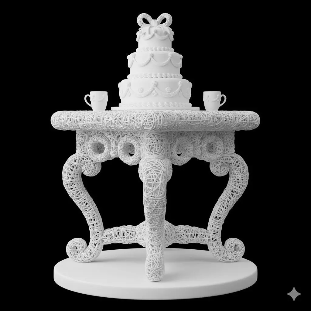 Cake and Coffee Cups Table Scene 3D print model