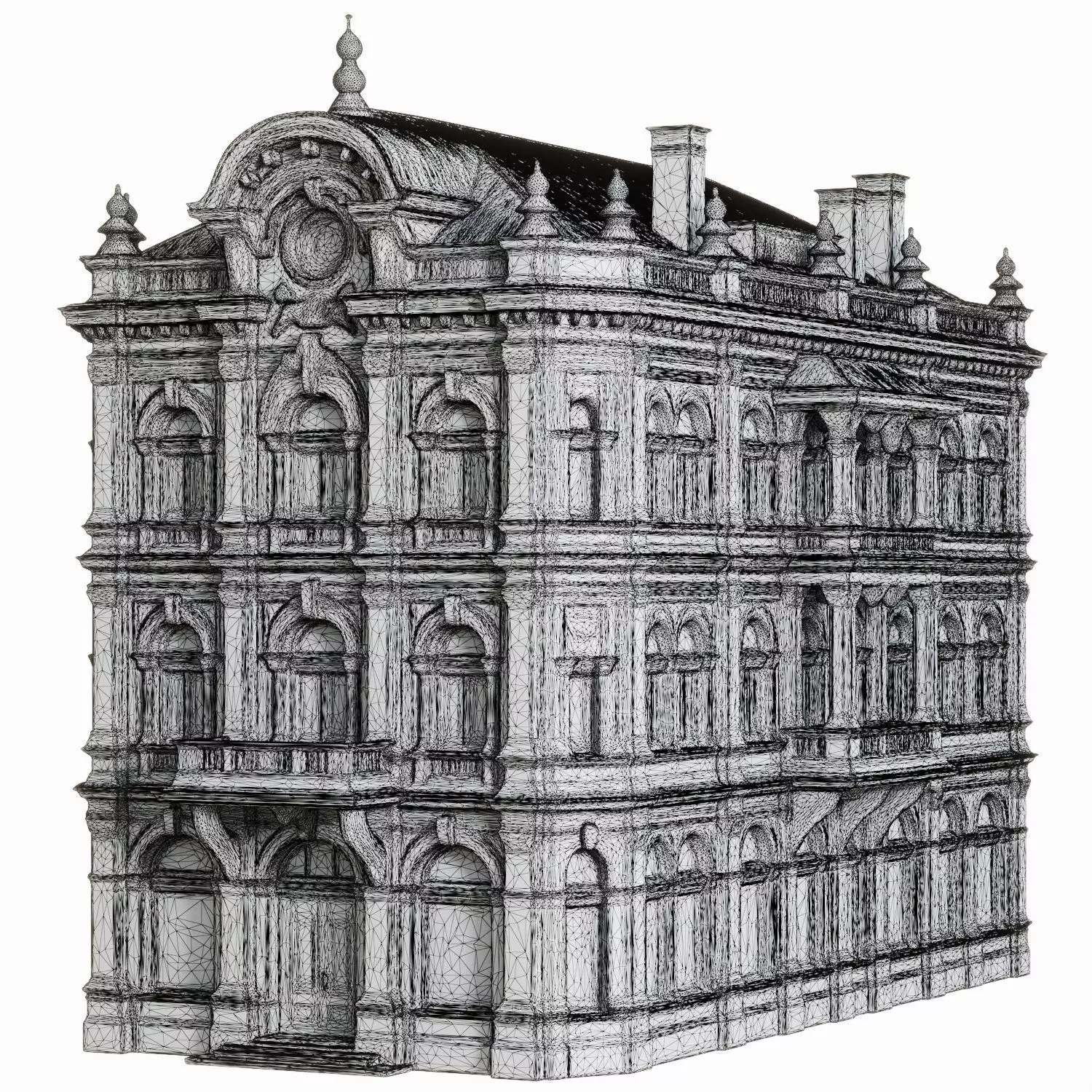 Classic European City Building 3D Model 3D model_3
