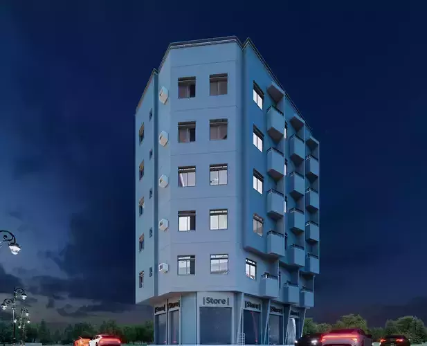 Modern Mixed-Use Building I Shops-6Floors Complete I 