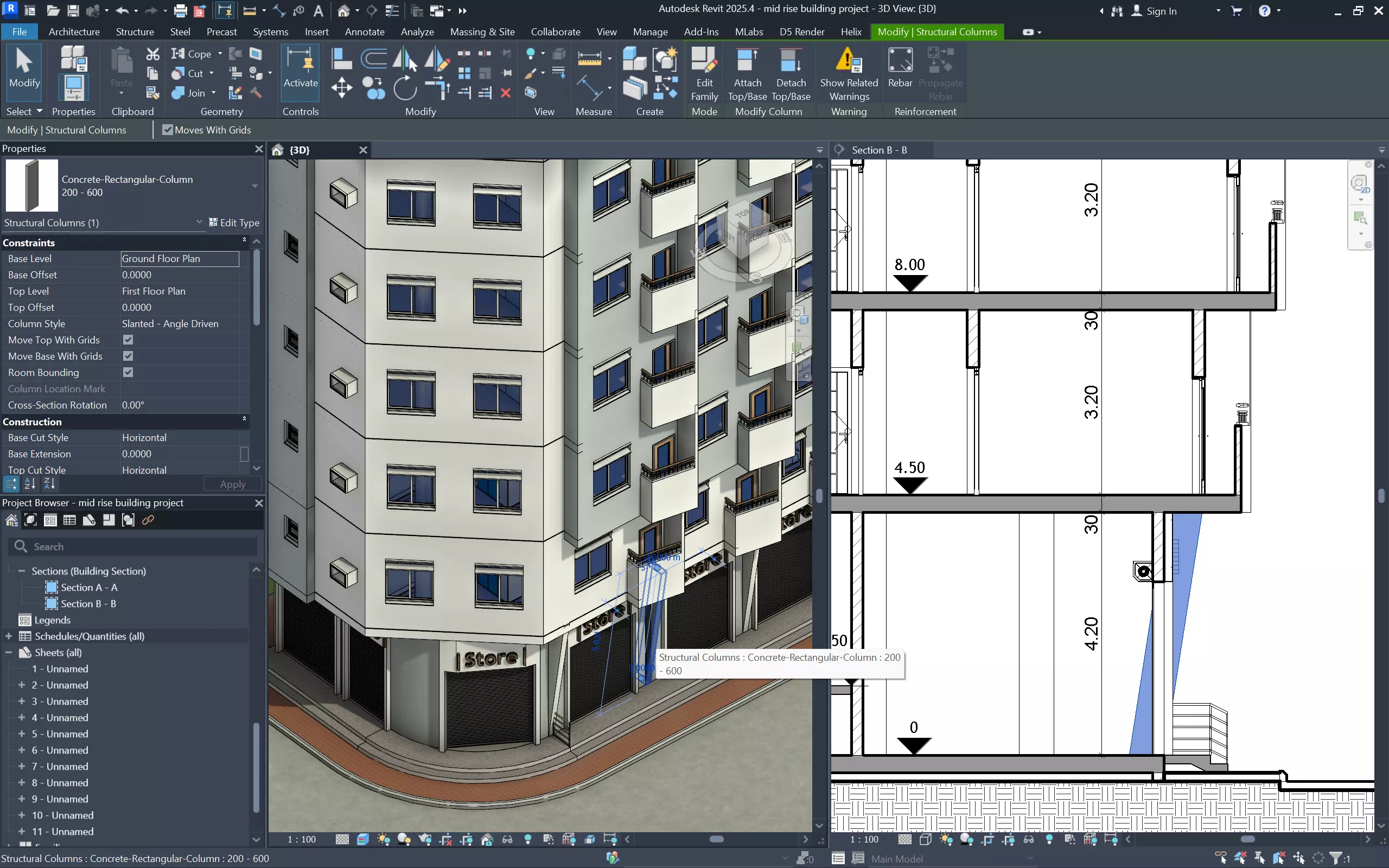 Modern Mixed-Use Building I Shops-6Floors Complete I 3D model_11