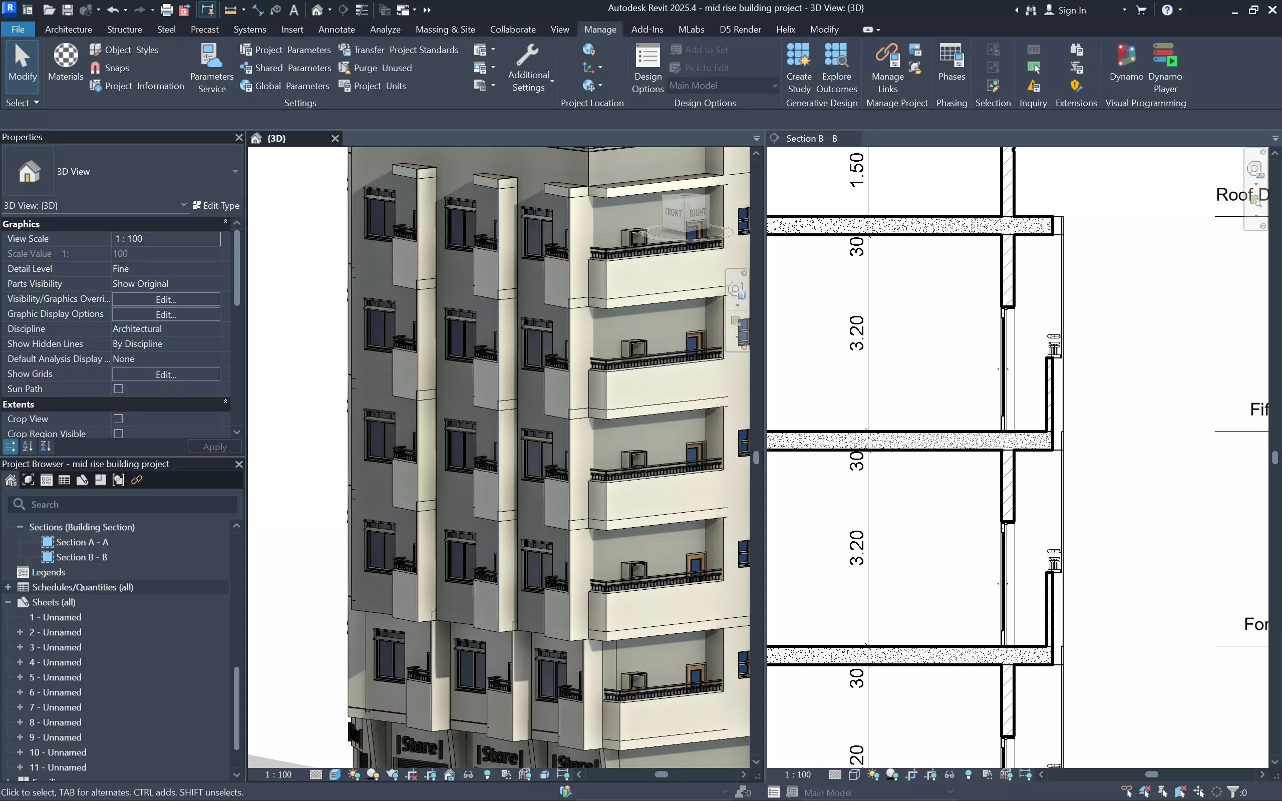 Modern Mixed-Use Building I Shops-6Floors Complete I 3D model_12