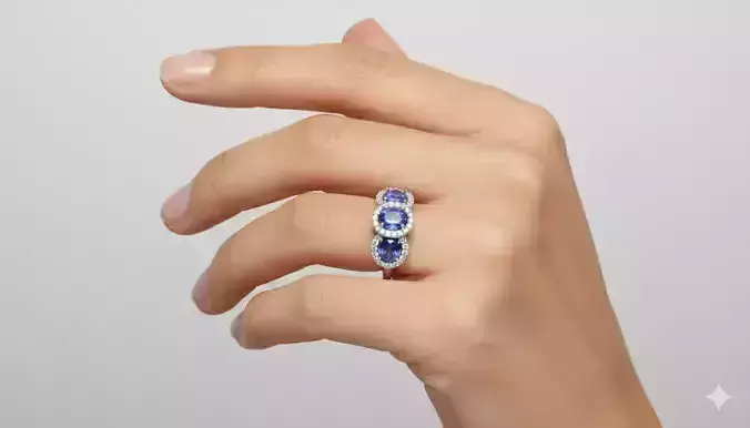 Blue Meridian Pave Ring