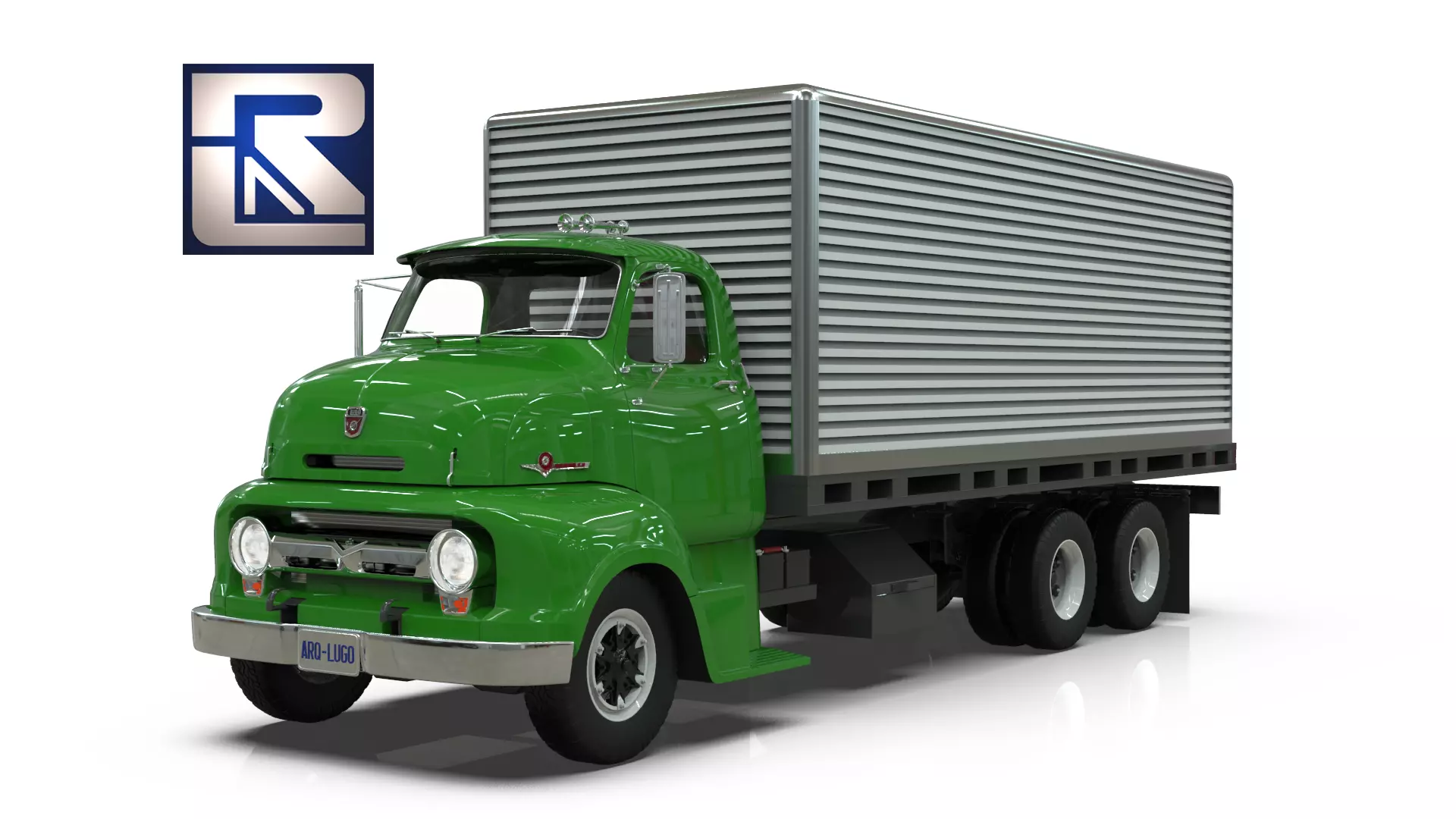 Vintage COE Tandem Axle Box Truck 3D model