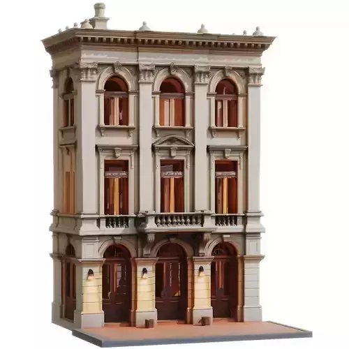 Classic European City Building 3D Model 005