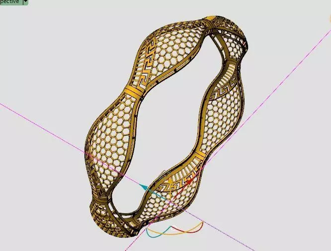 1138 Golden Ripple Embrace Bangle 8gm 3D print model_3