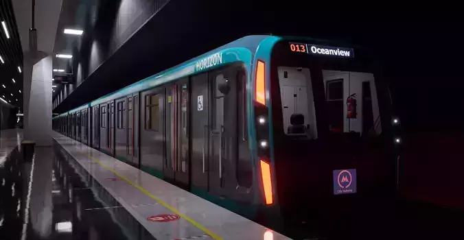 Subway Train Coral Blue UE5 and Blender