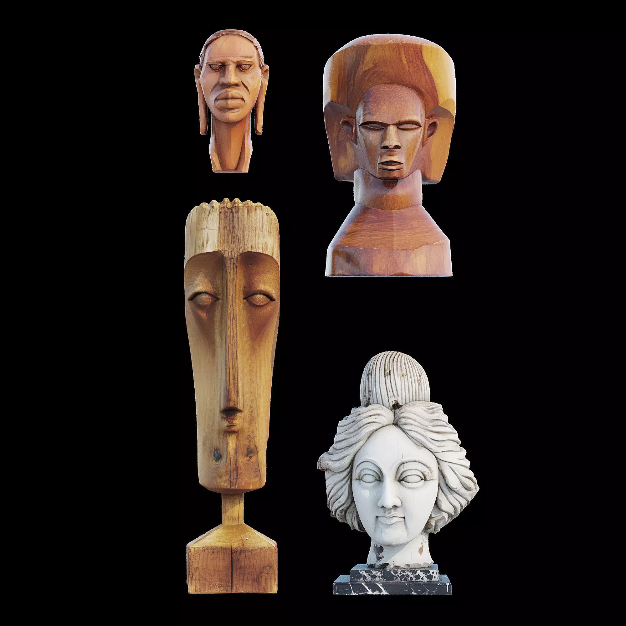 Wood head 3D model_8