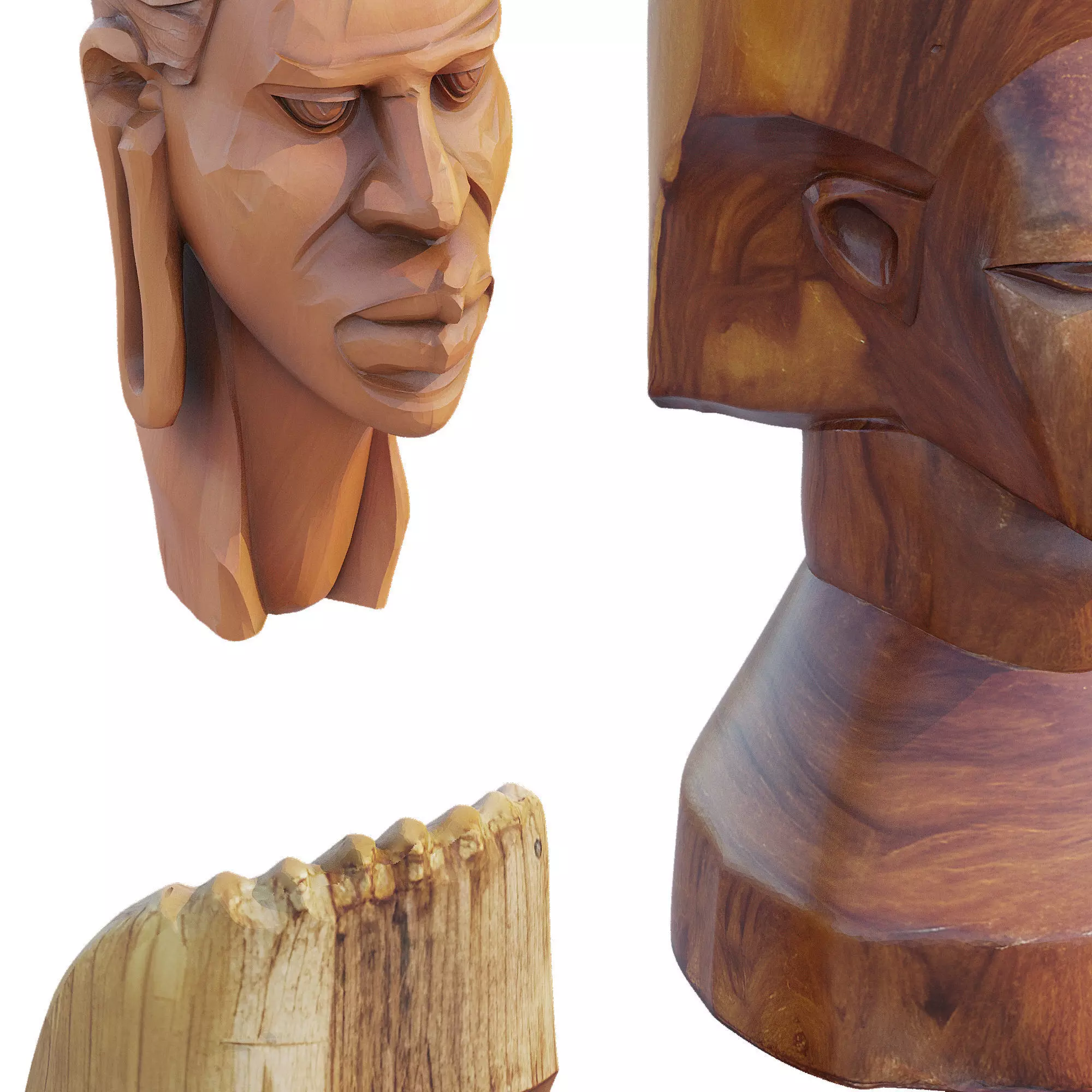Wood head 3D model_4