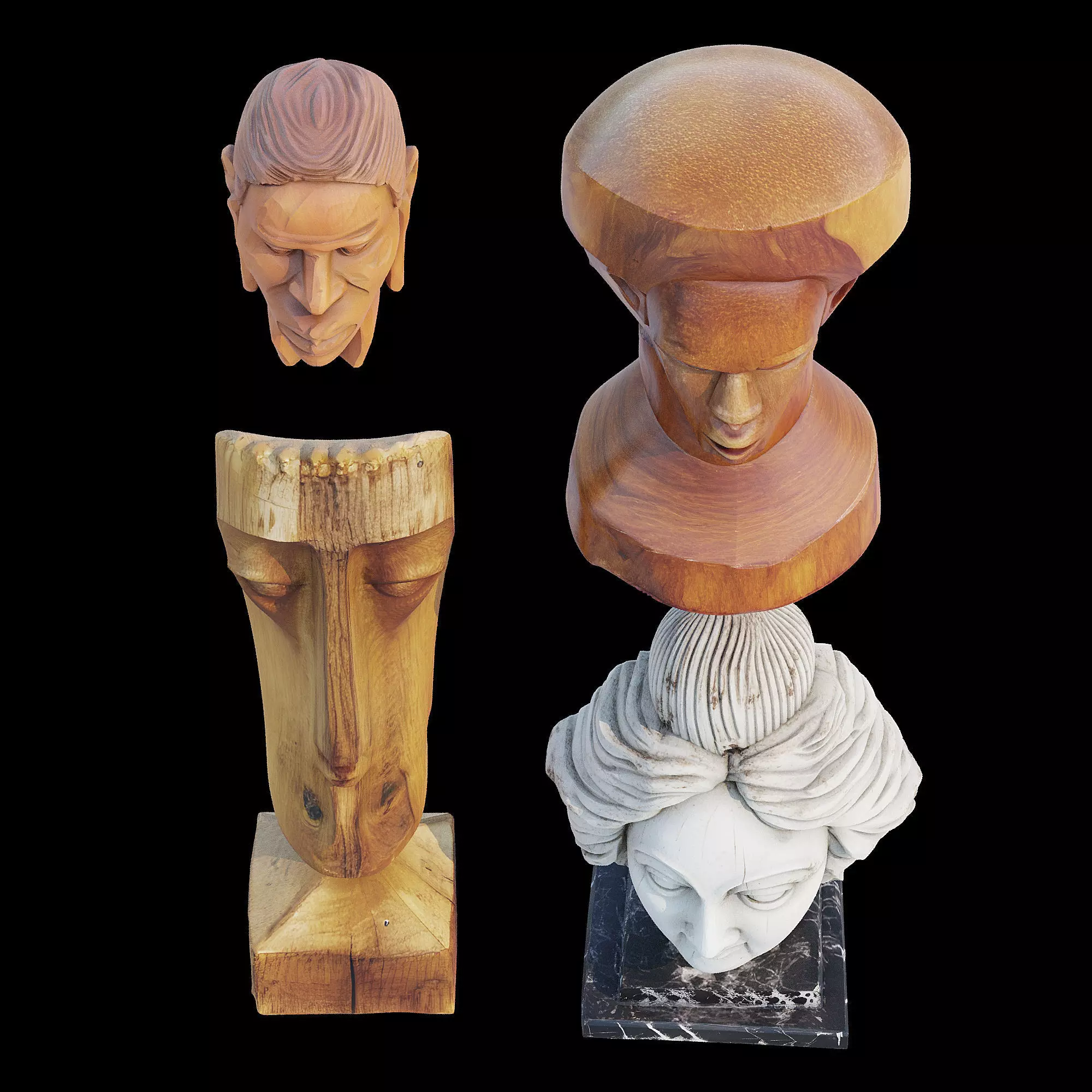 Wood head 3D model_11