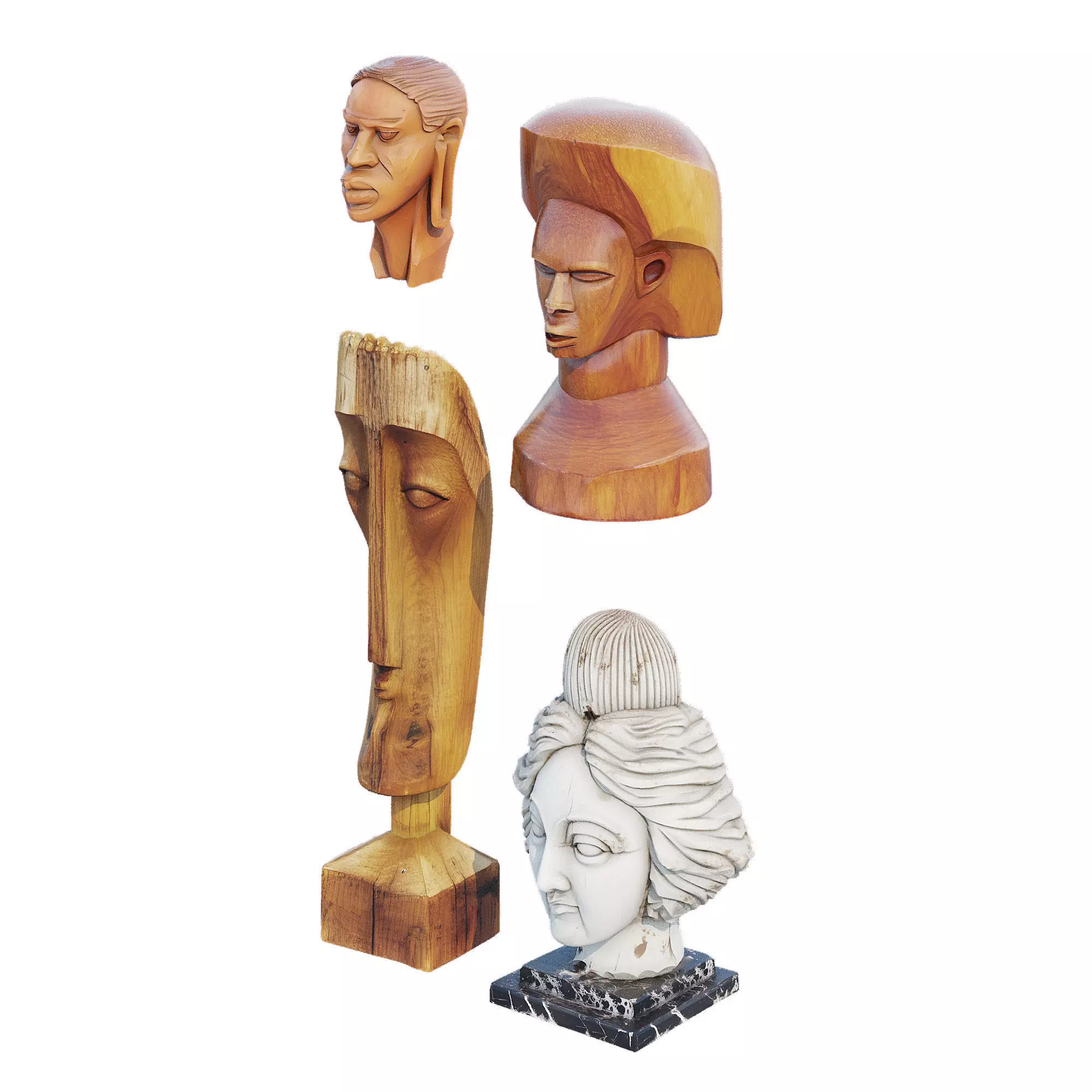 Wood head 3D model_2