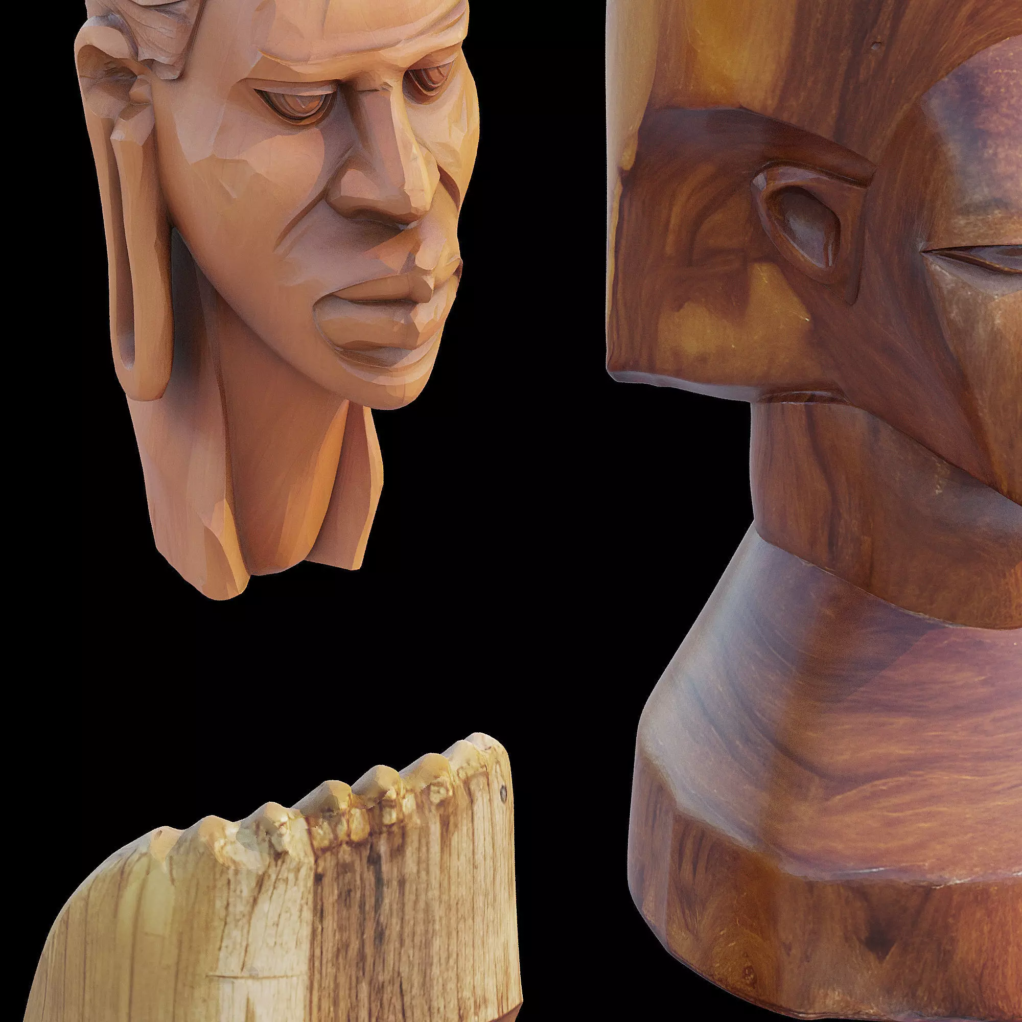 Wood head 3D model_12