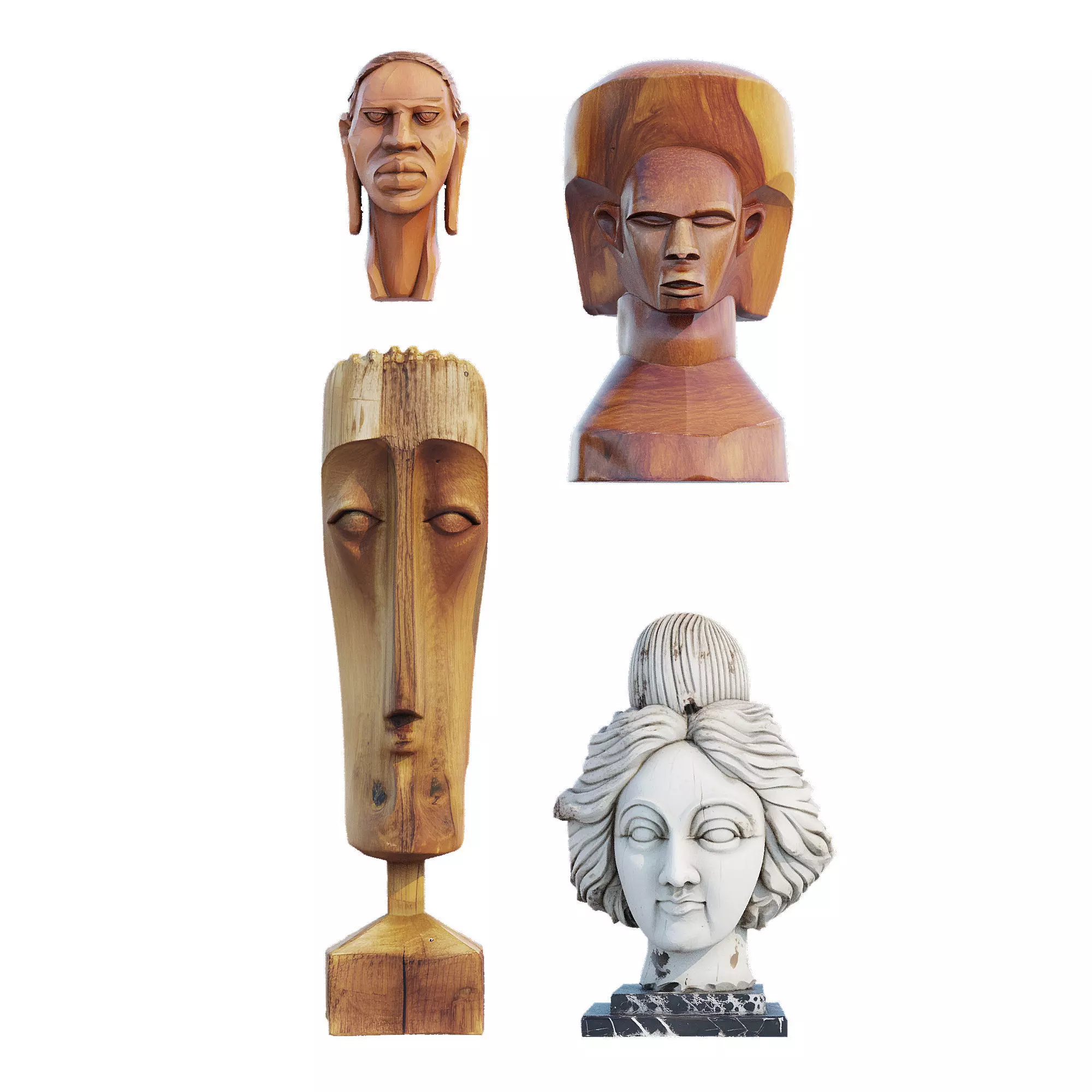 Wood head 3D model_1