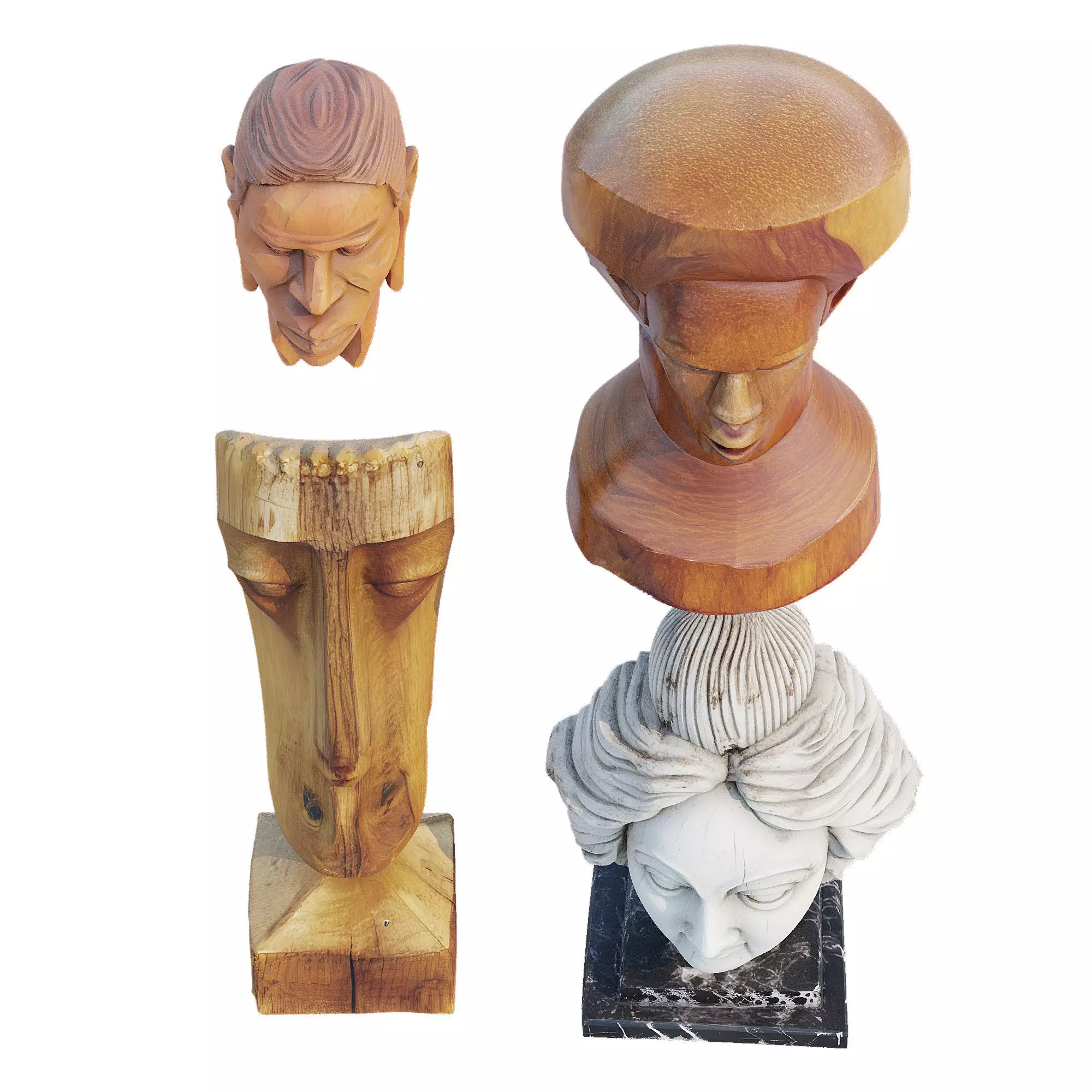 Wood head 3D model_3