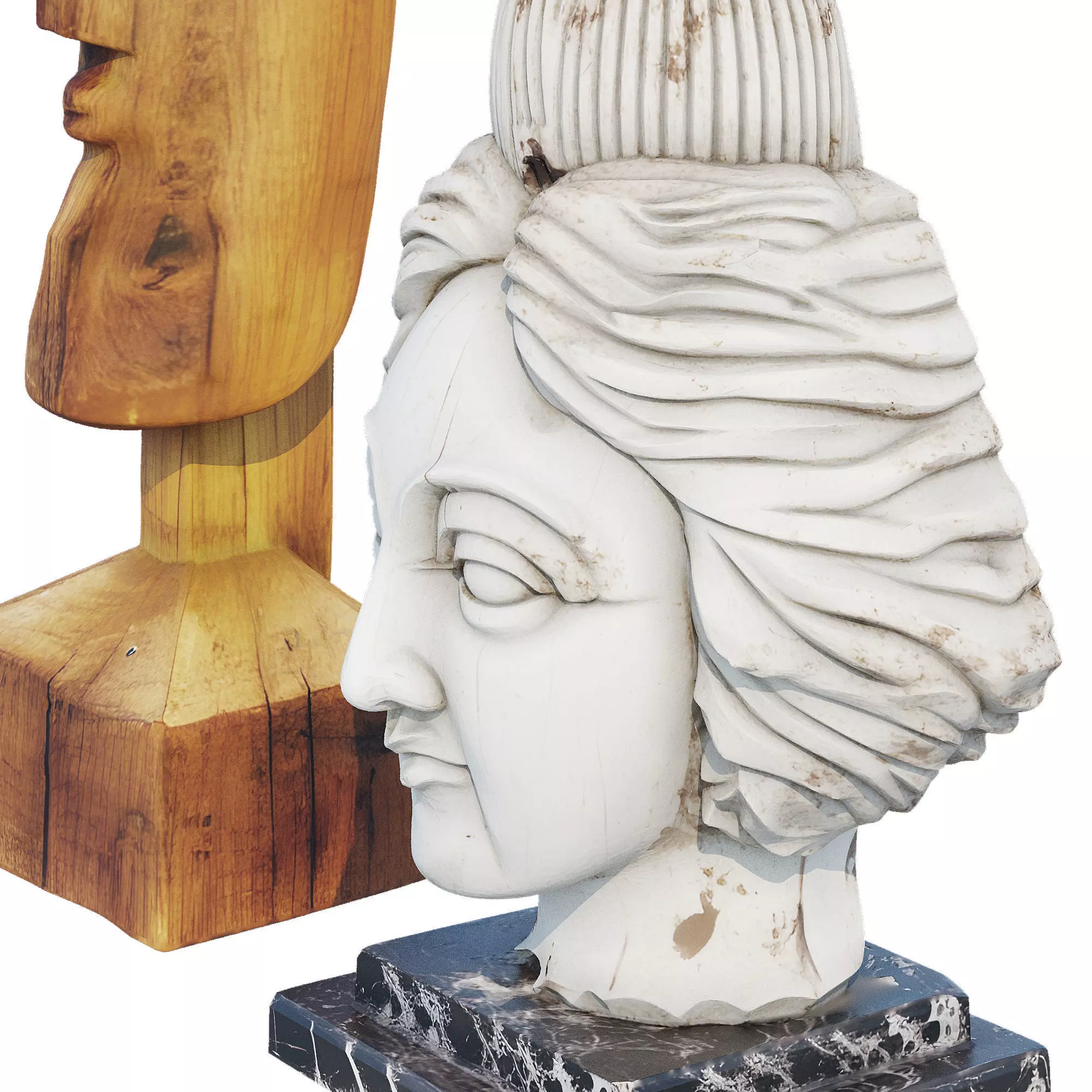 Wood head 3D model_5