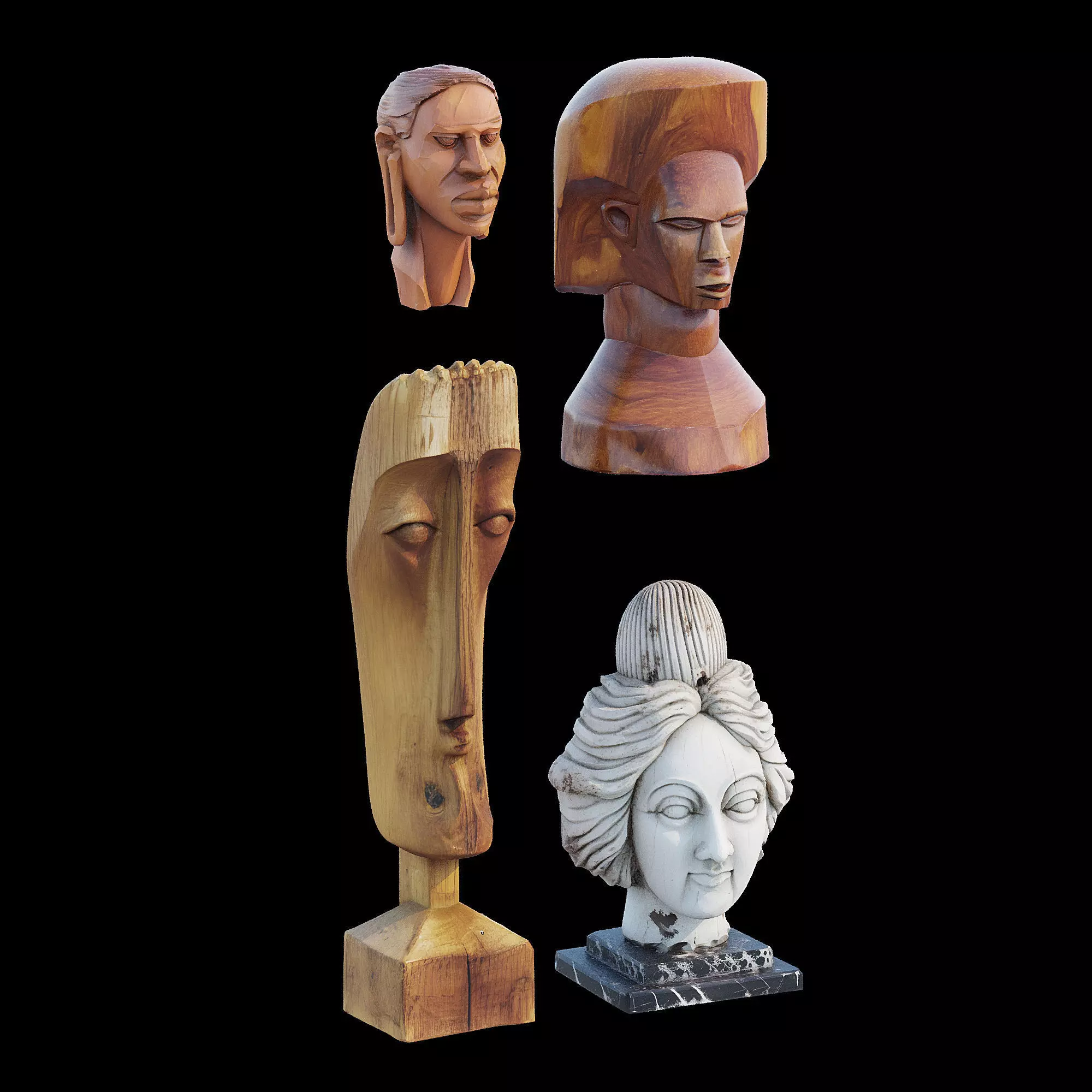Wood head 3D model_9